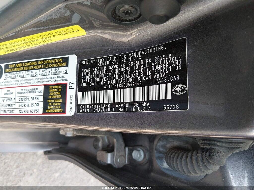 4T1BF1FK6GU542143 2016 TOYOTA CAMRY photo no. 9