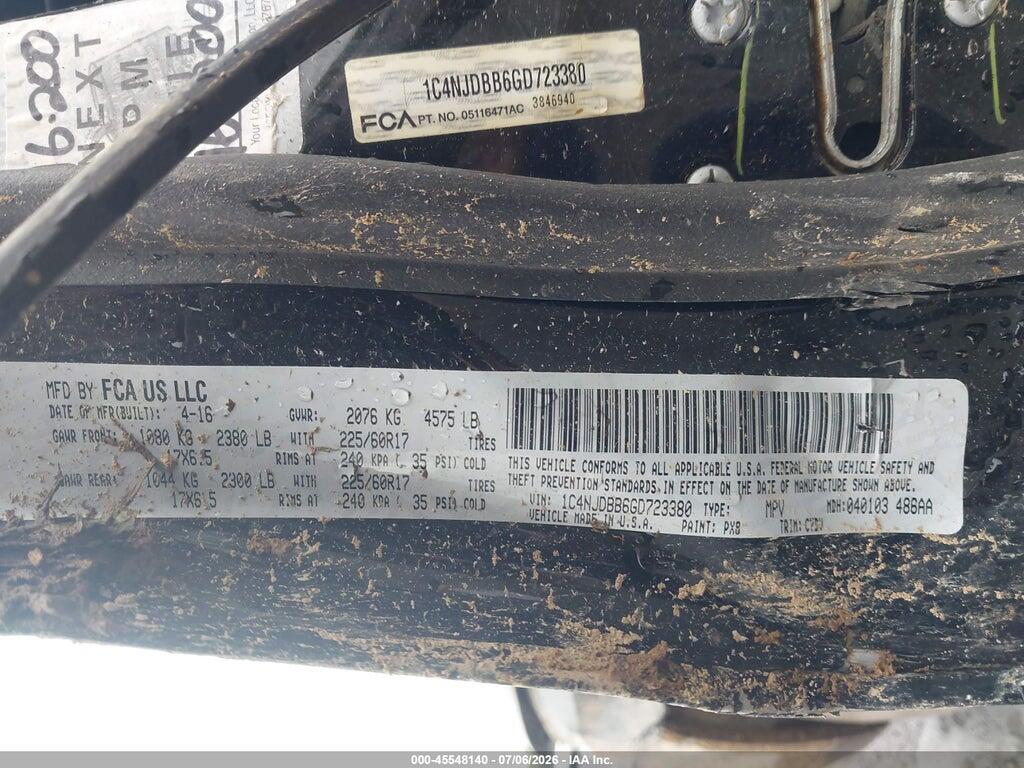 1C4NJDBB6GD723380 2016 JEEP COMPASS photo no. 9