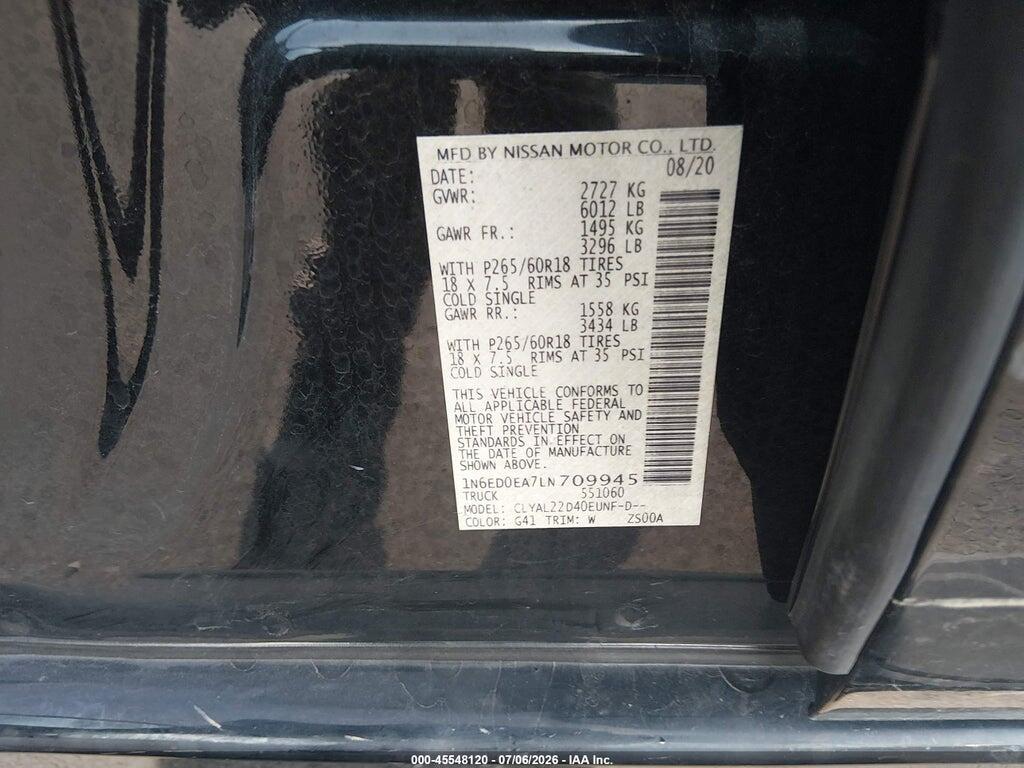 1N6ED0EA7LN709945 2020 NISSAN FRONTIER photo no. 9