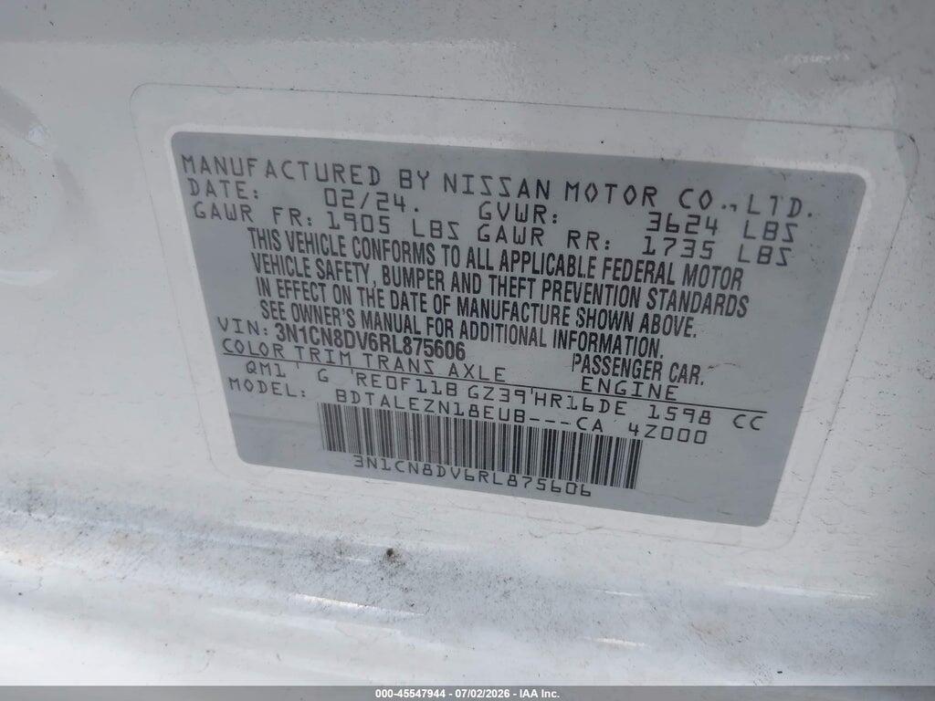 3N1CN8DV6RL875606 2024 NISSAN VERSA photo no. 9
