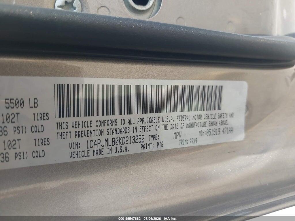 1C4PJMLB0KD213252 2019 JEEP CHEROKEE photo no. 9