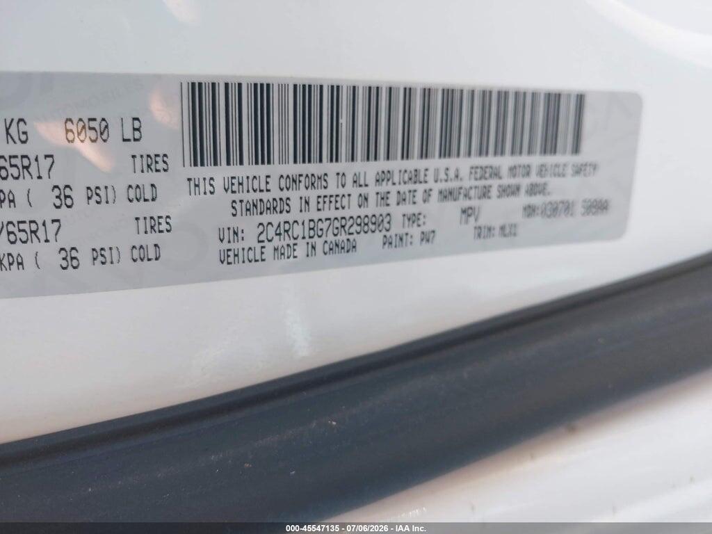 2C4RC1BG7GR298903 2016 CHRYSLER TOWN & COUNTRY photo no. 9