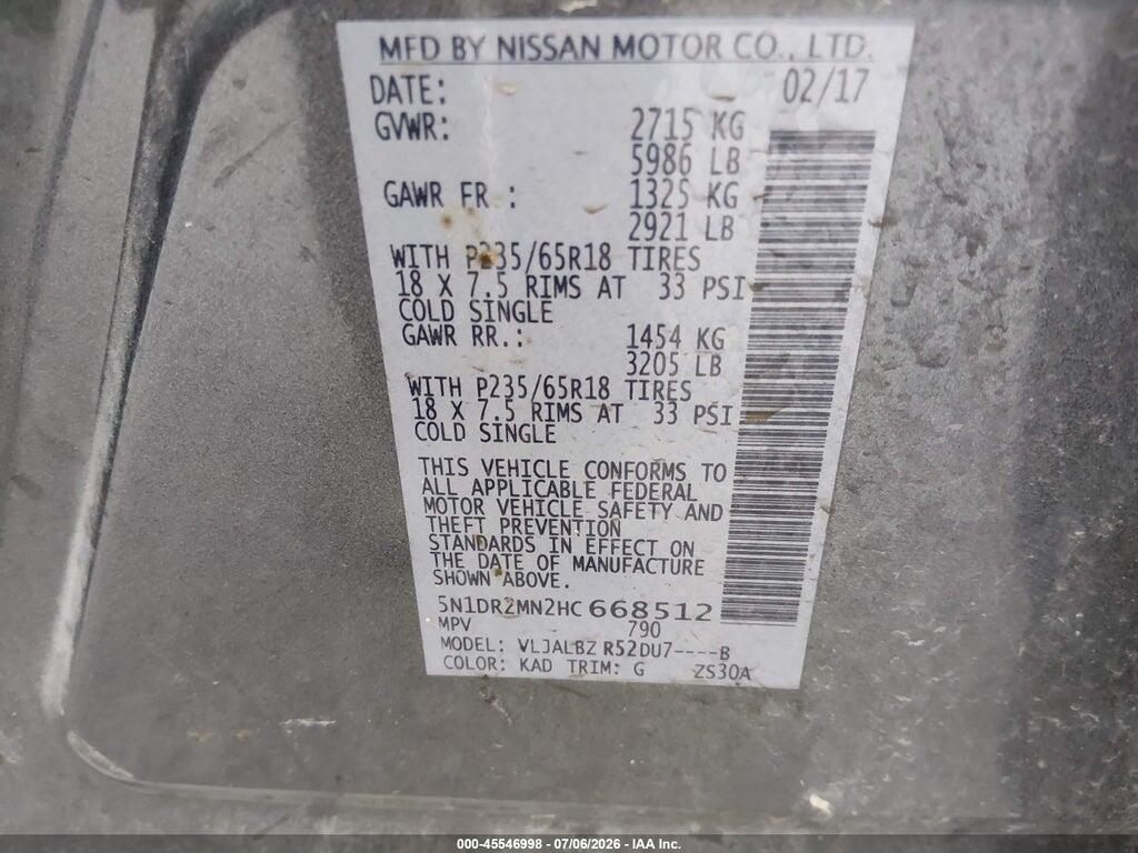 5N1DR2MN2HC668512 2017 NISSAN PATHFINDER photo no. 9