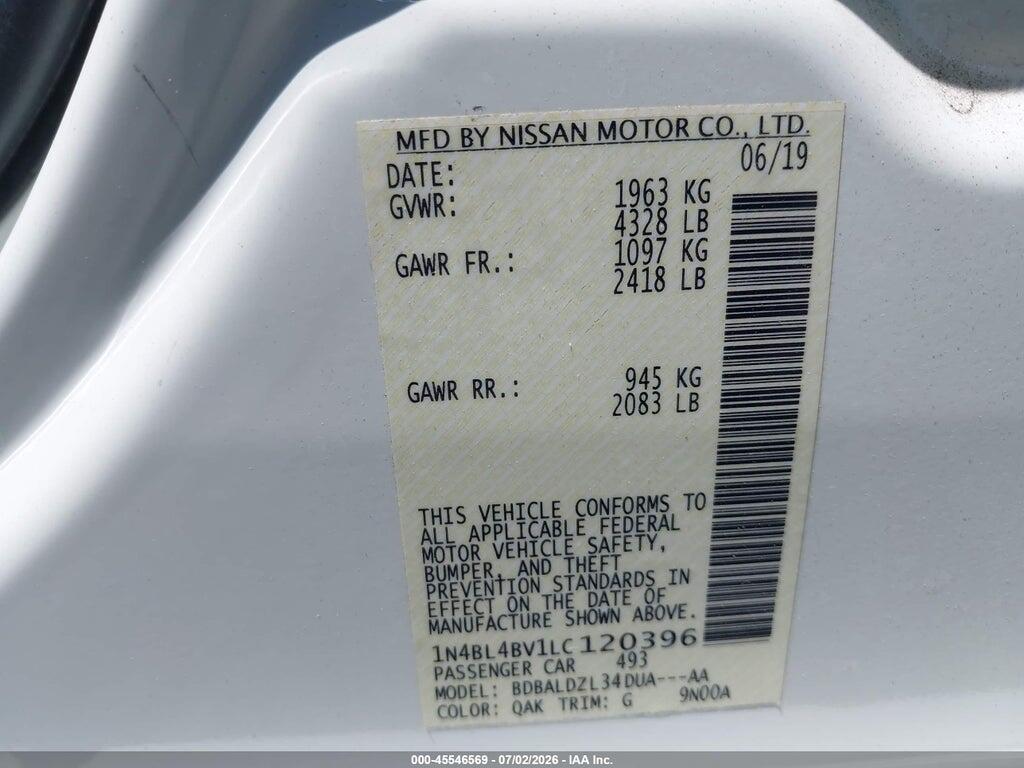 1N4BL4BV1LC120396 2020 NISSAN ALTIMA photo no. 9