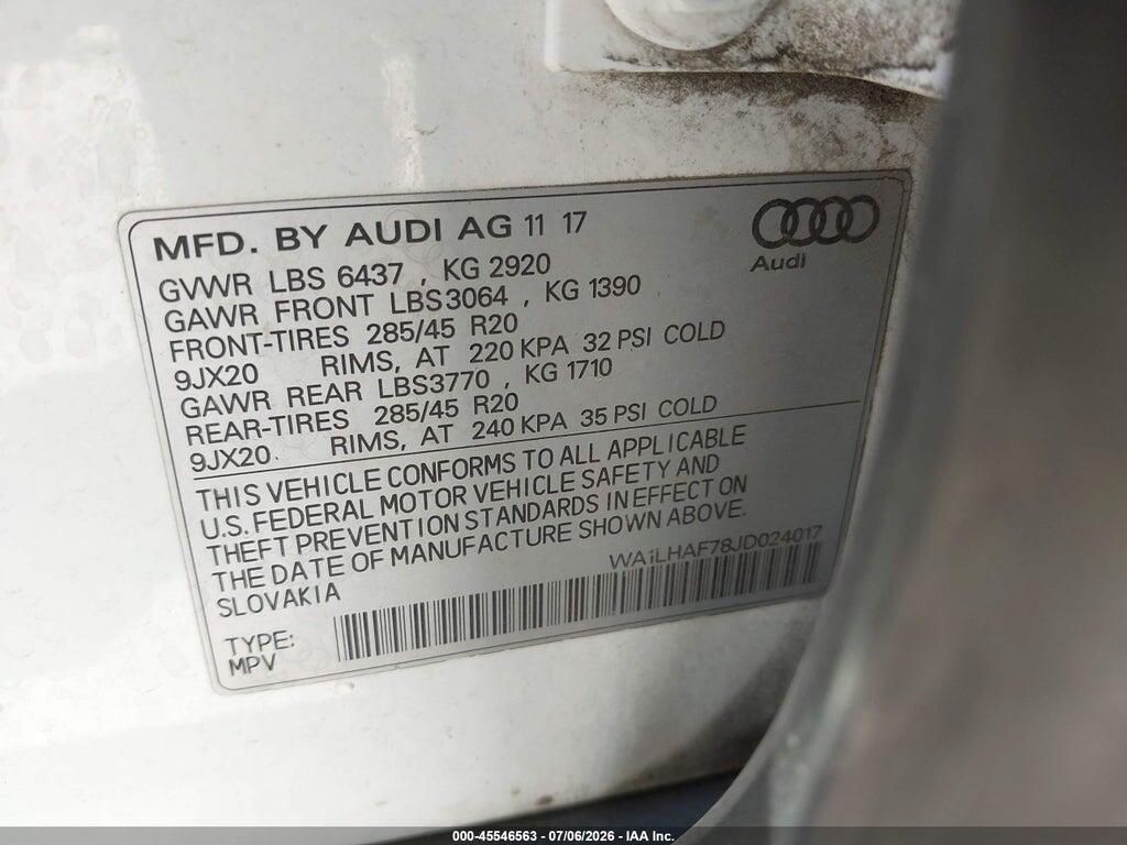 WA1LHAF78JD024017 2018 AUDI Q7 photo no. 9
