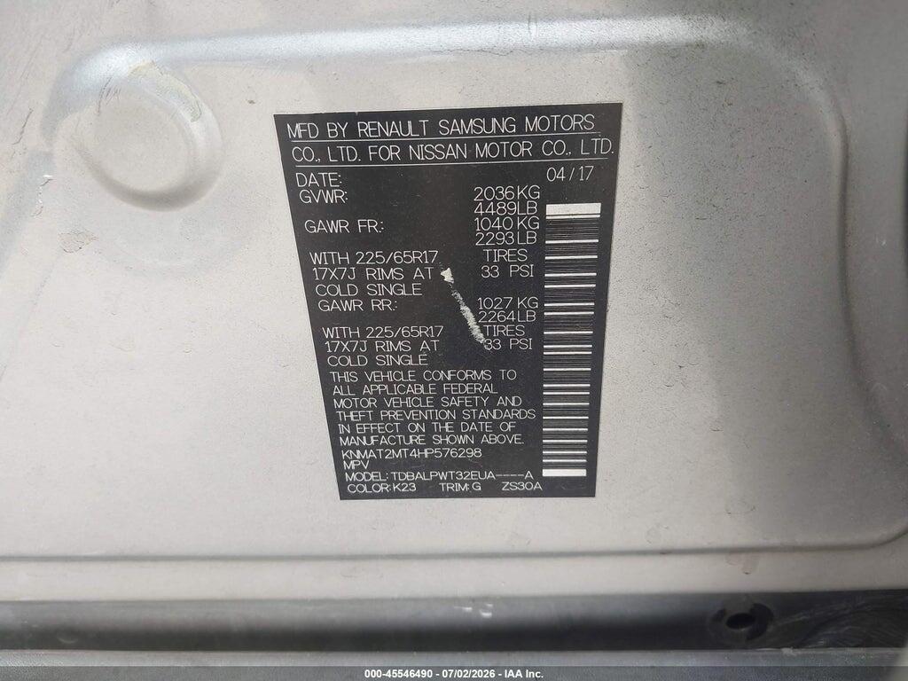 KNMAT2MT4HP576298 2017 NISSAN ROGUE photo no. 9