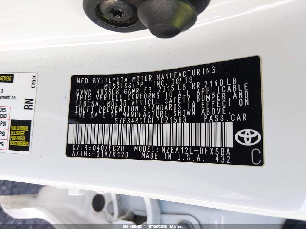 5YFS4RCE6LP021583 2020 TOYOTA COROLLA photo no. 9