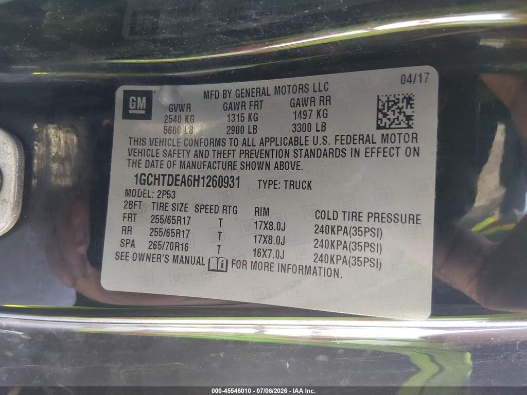 1GCHTDEA6H1260931 2017 CHEVROLET COLORADO photo no. 9