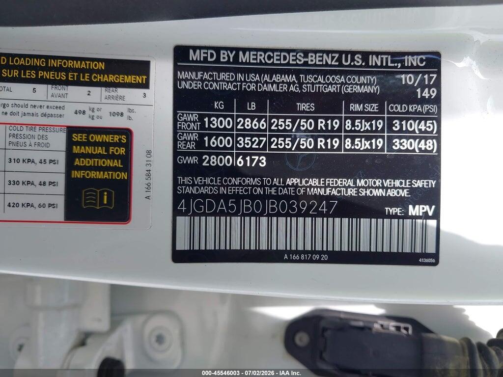 4JGDA5JB0JB039247 2018 MERCEDES-BENZ GLE 350 photo no. 9