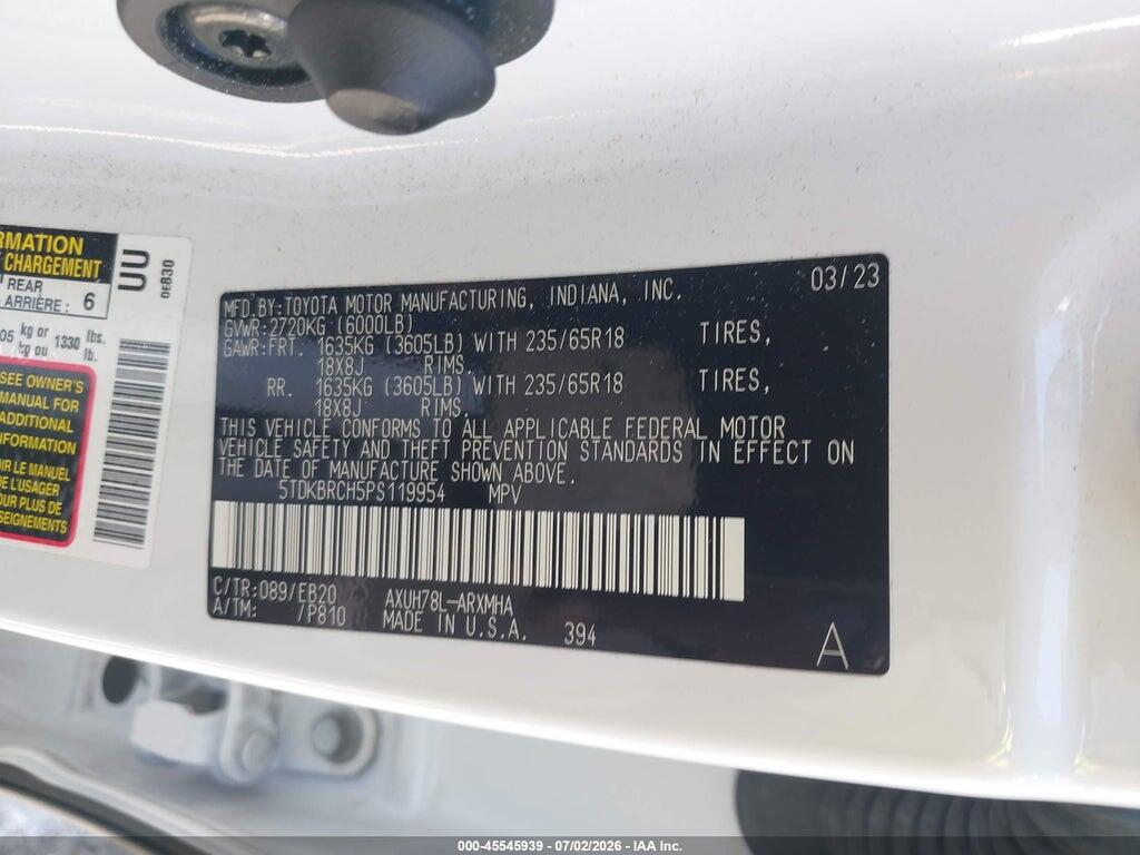 5TDKBRCH5PS119954 2023 TOYOTA HIGHLANDER photo no. 9