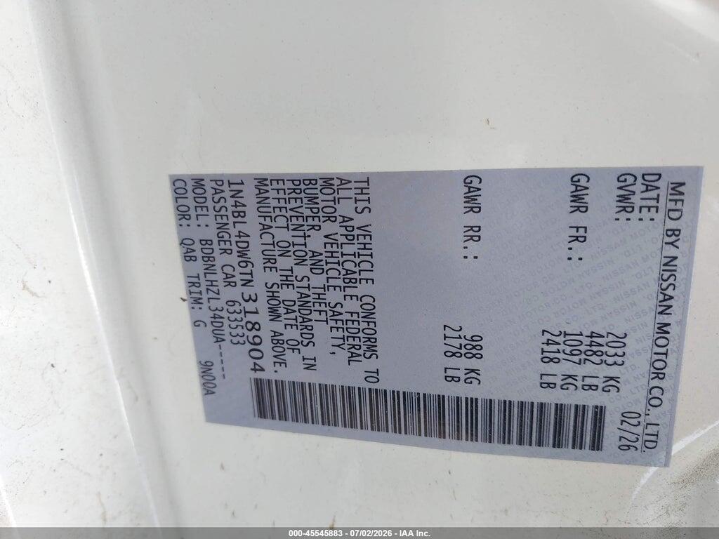 1N4BL4DW6TN318904 2026 NISSAN ALTIMA photo no. 9