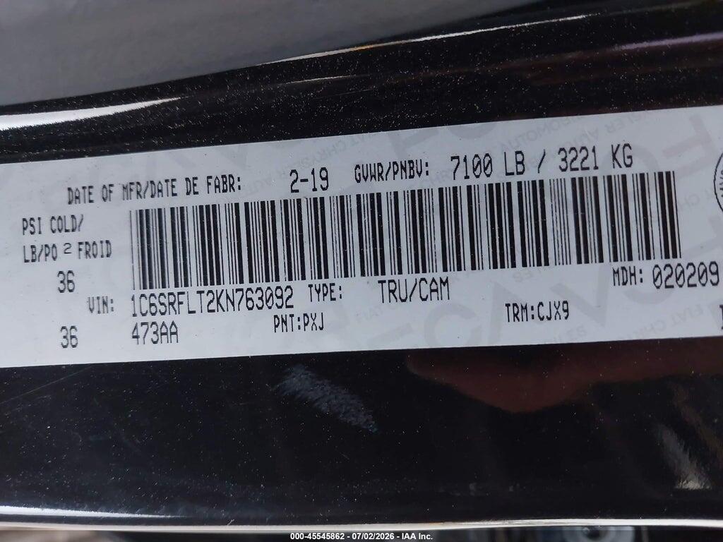 1C6SRFLT2KN763092 2019 RAM 1500 photo no. 9