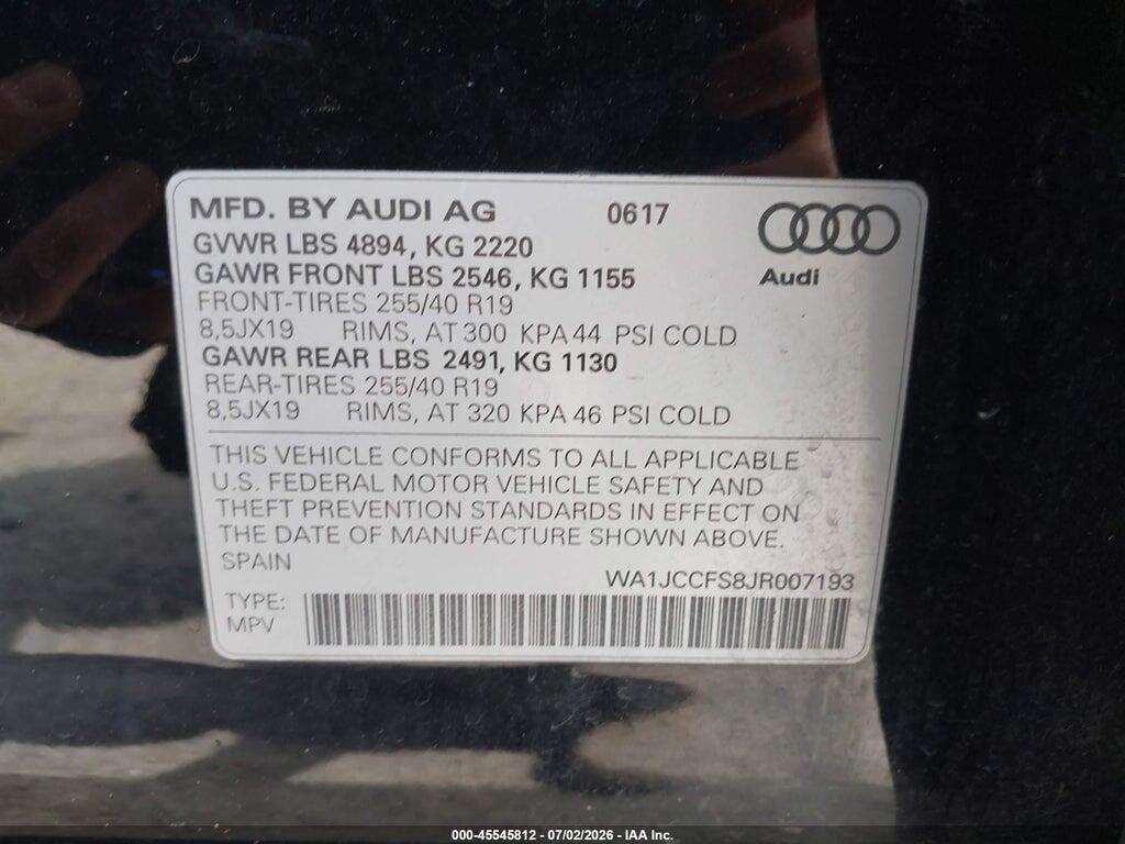 WA1JCCFS8JR007193 2018 AUDI Q3 photo no. 9