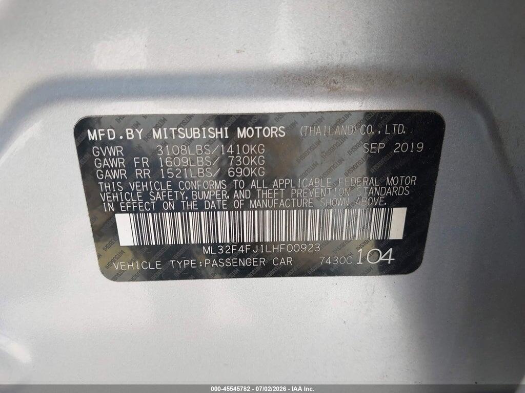ML32F4FJ1LHF00923 2020 MITSUBISHI MIRAGE G4 photo no. 9