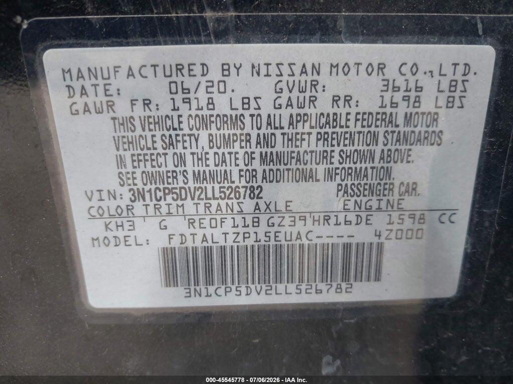 3N1CP5DV2LL526782 2020 NISSAN KICKS photo no. 9