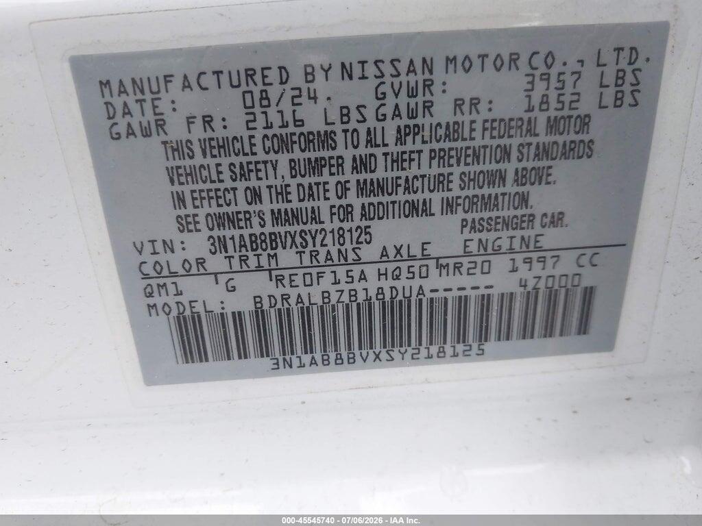 3N1AB8BVXSY218125 2025 NISSAN SENTRA photo no. 9