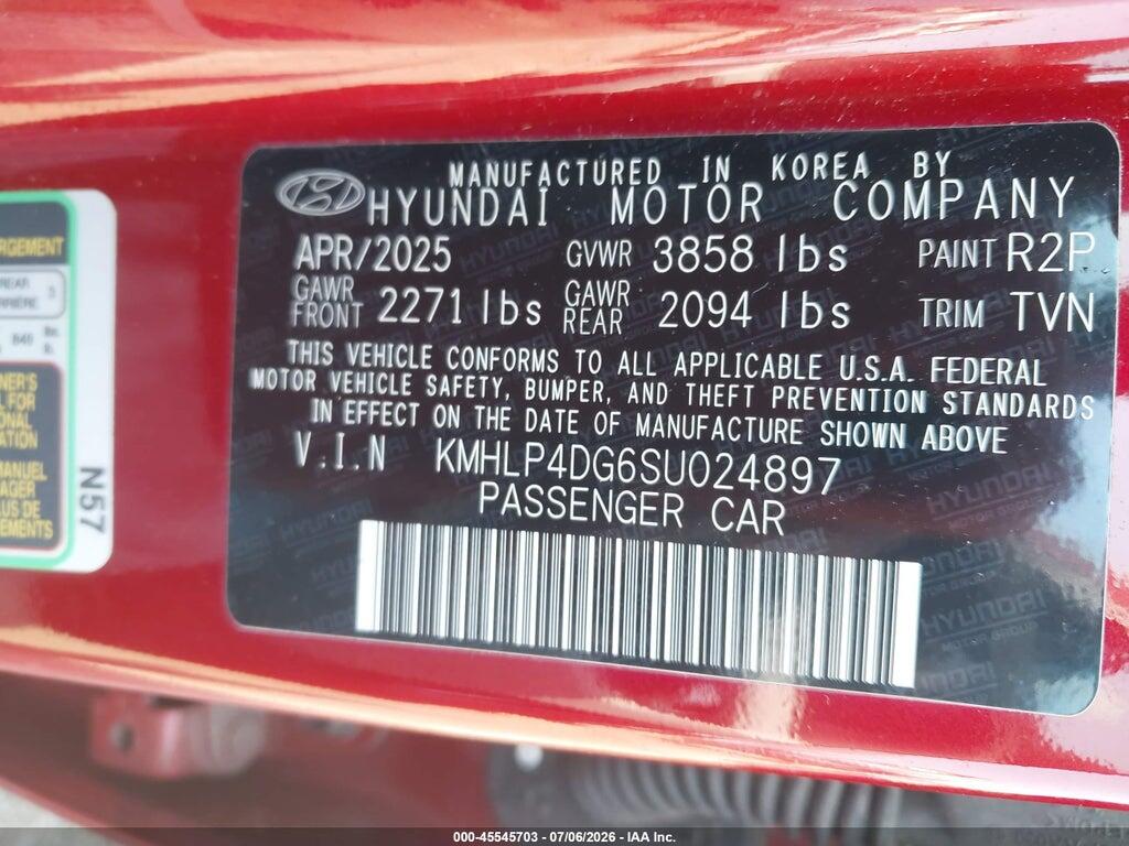 KMHLP4DG6SU024897 2025 HYUNDAI ELANTRA photo no. 9