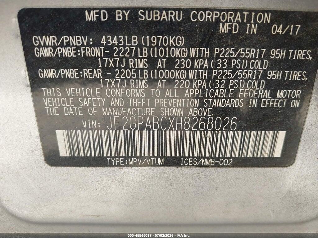 JF2GPABCXH8268026 2017 SUBARU CROSSTREK photo no. 9