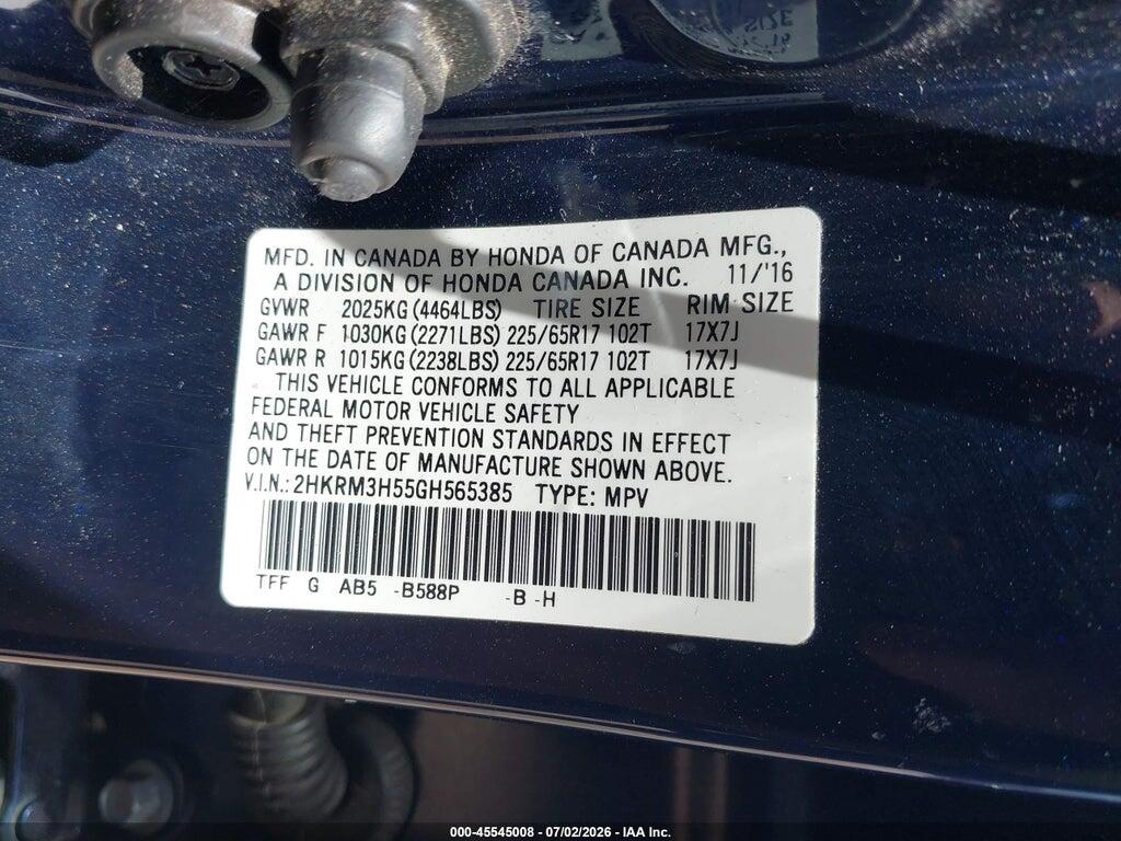 2HKRM3H55GH565385 2016 HONDA CR-V photo no. 9