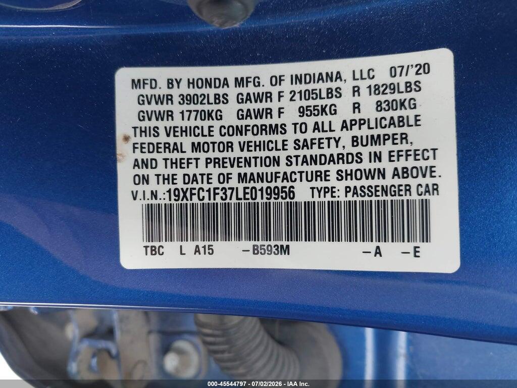 19XFC1F37LE019956 2020 HONDA CIVIC photo no. 9