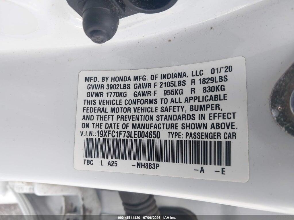 19XFC1F73LE004650 2020 HONDA CIVIC photo no. 9