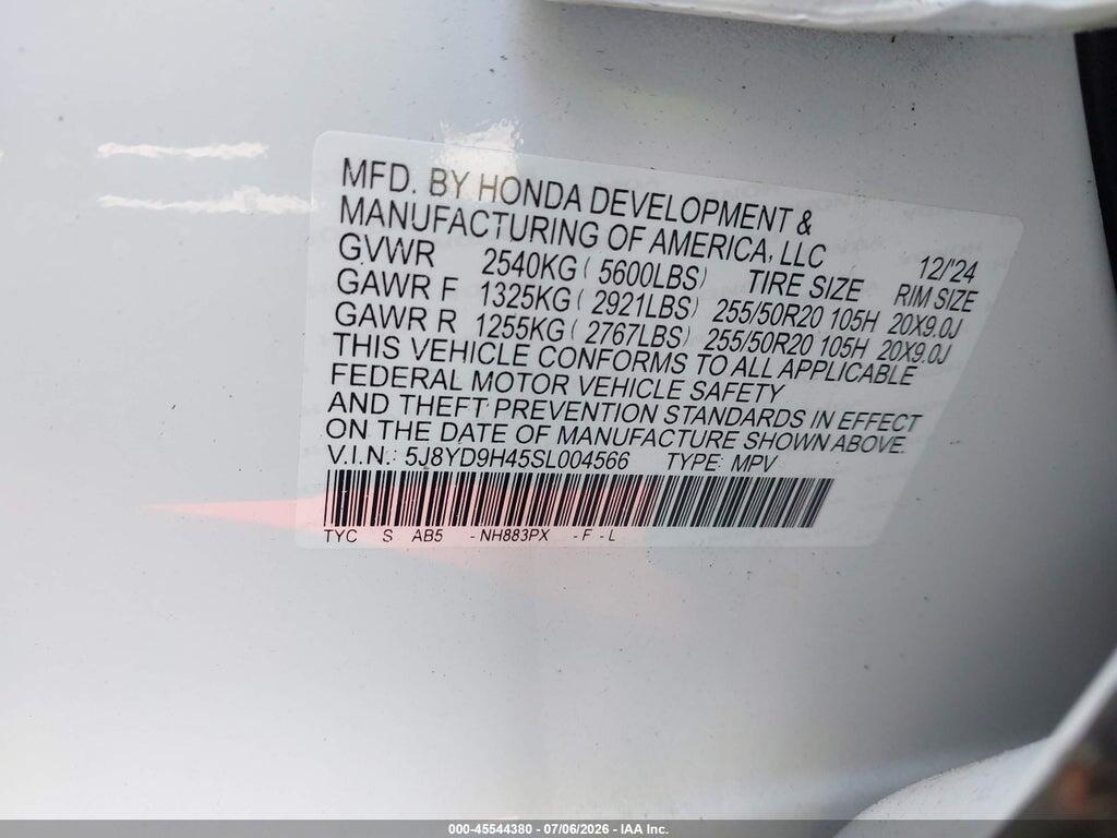 5J8YD9H45SL004566 2025 ACURA MDX photo no. 9