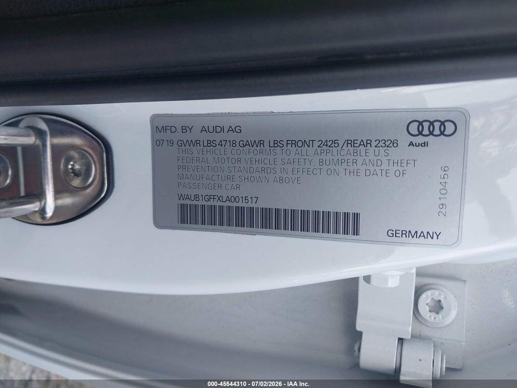 WAUB1GFFXLA001517 2020 AUDI S3 photo no. 9