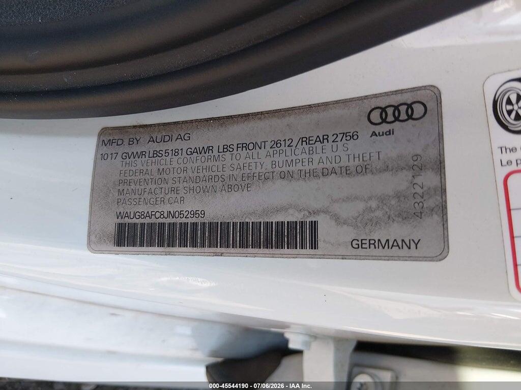 WAUG8AFC8JN052959 2018 AUDI A6 photo no. 9