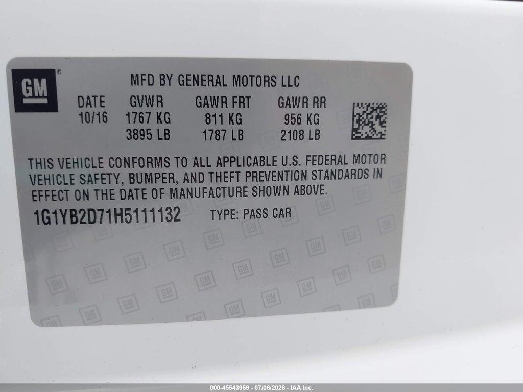 1G1YB2D71H5111132 2017 CHEVROLET CORVETTE photo no. 9