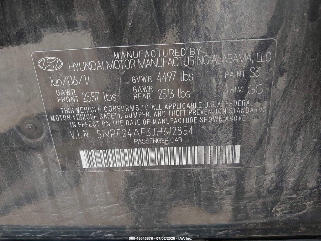 5NPE24AF3JH612854 2018 HYUNDAI SONATA photo no. 9