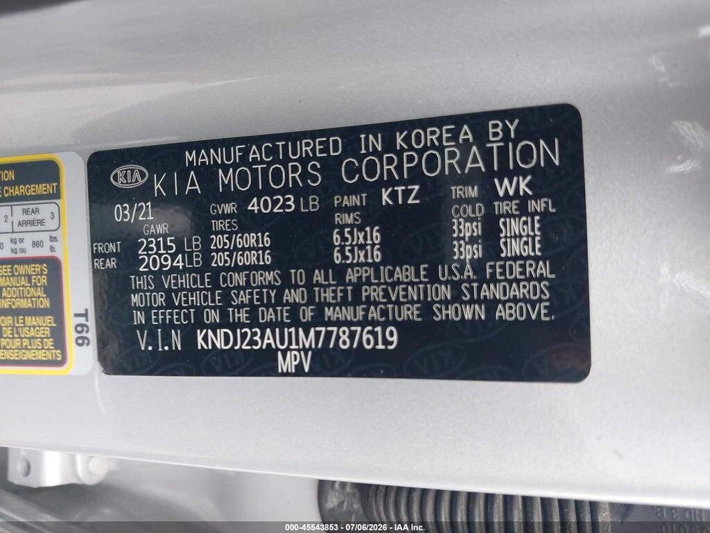 KNDJ23AU1M7787619 2021 KIA SOUL photo no. 9