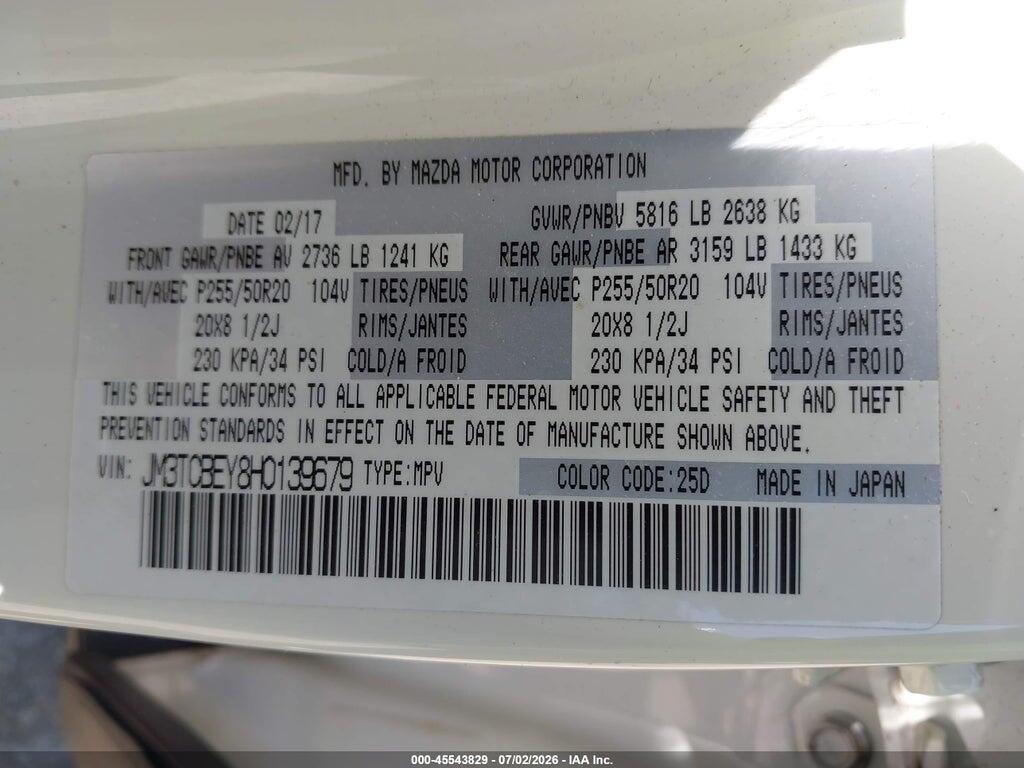 JM3TCBEY8H0139679 2017 MAZDA CX-9 photo no. 9