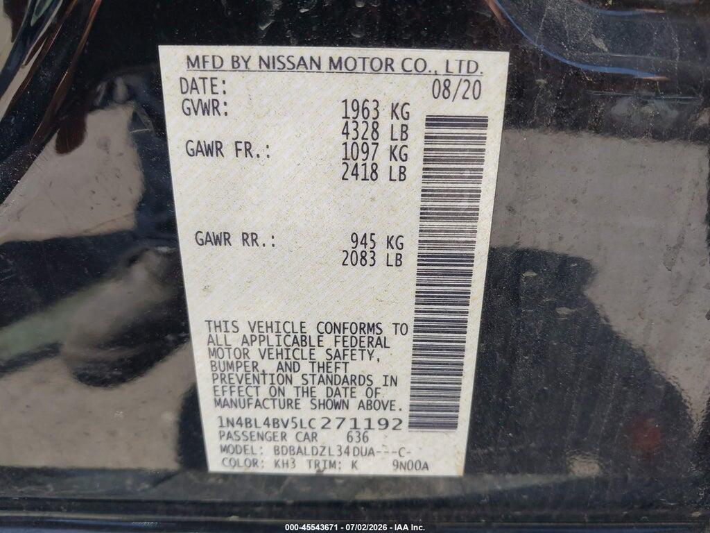 1N4BL4BV5LC271192 2020 NISSAN ALTIMA photo no. 9