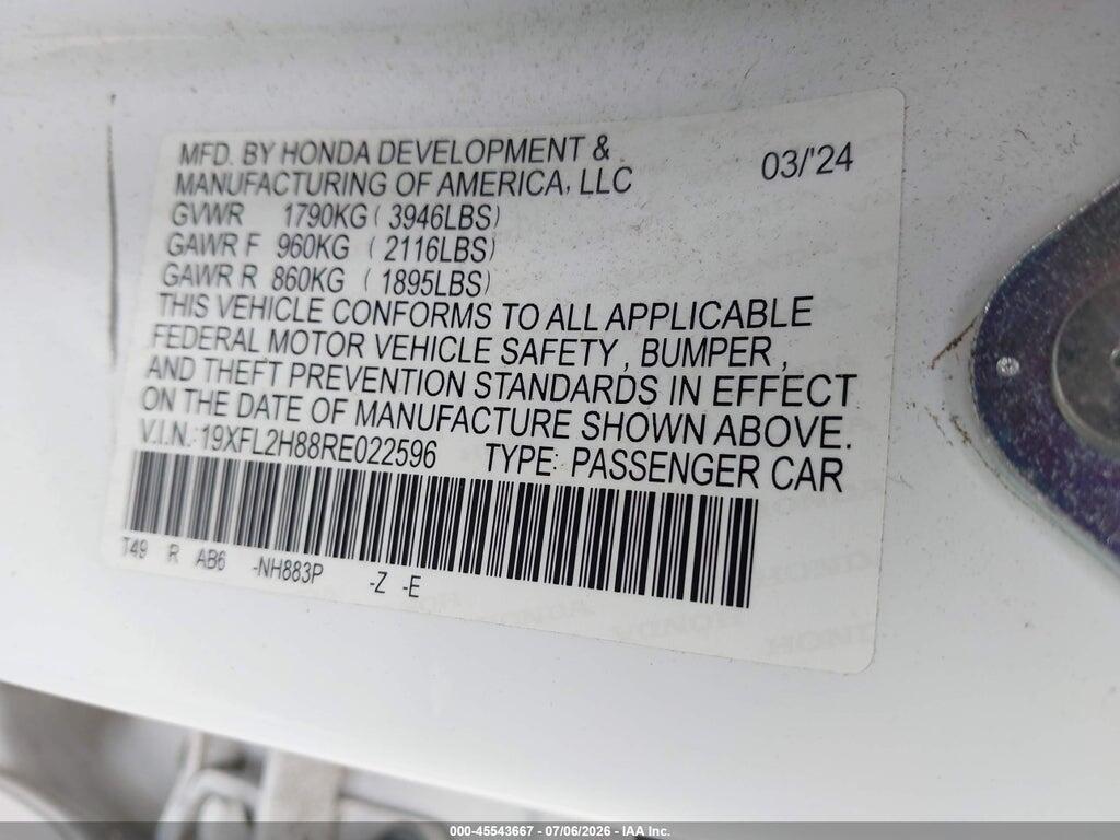 19XFL2H88RE022596 2024 HONDA CIVIC photo no. 9
