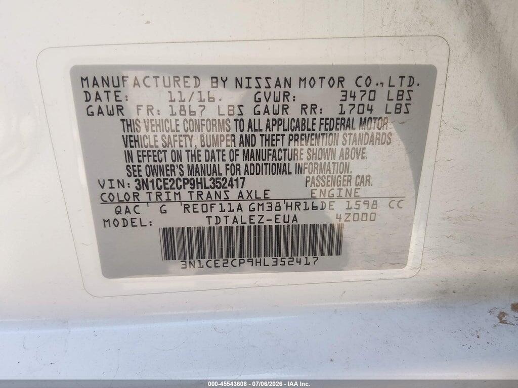 3N1CE2CP9HL352417 2017 NISSAN VERSA NOTE photo no. 9