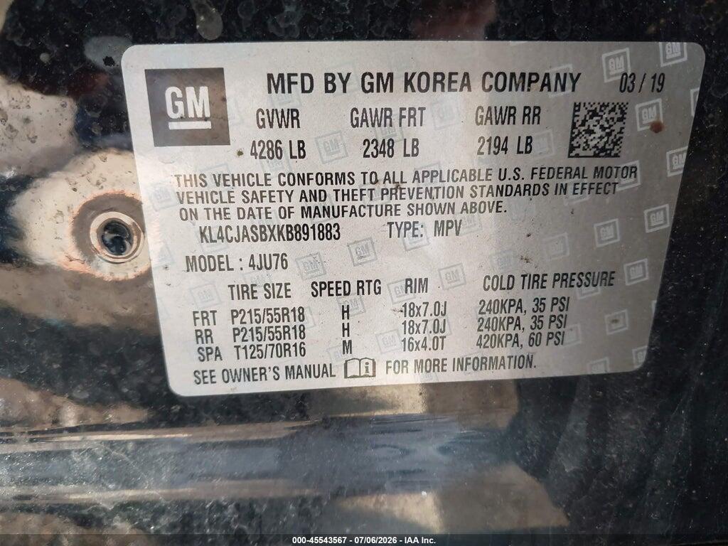KL4CJASBXKB891883 2019 BUICK ENCORE photo no. 9