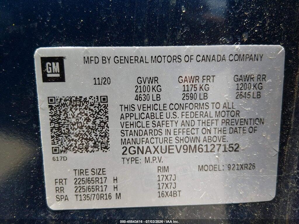 2GNAXUEV9M6127152 2021 CHEVROLET EQUINOX photo no. 9