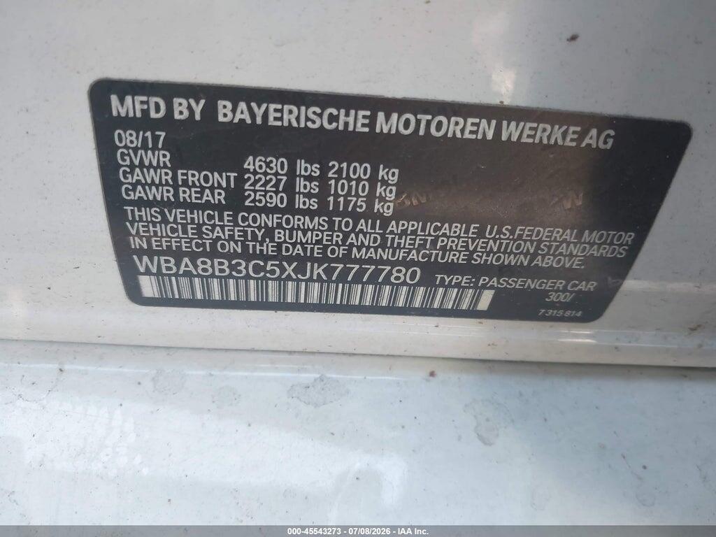 WBA8B3C5XJK777780 2018 BMW 340I photo no. 9