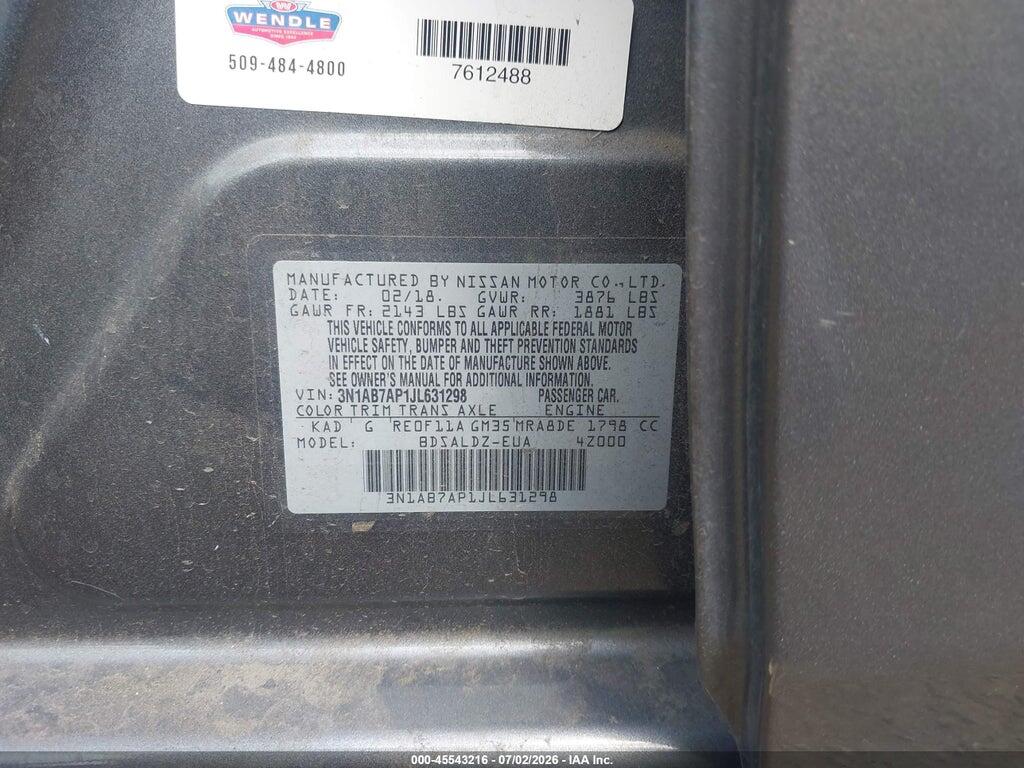 3N1AB7AP1JL631298 2018 NISSAN SENTRA photo no. 9