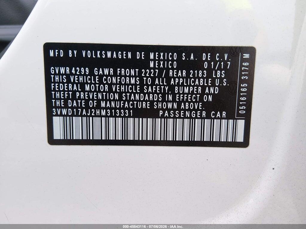 3VWD17AJ2HM313331 2017 VOLKSWAGEN JETTA photo no. 9