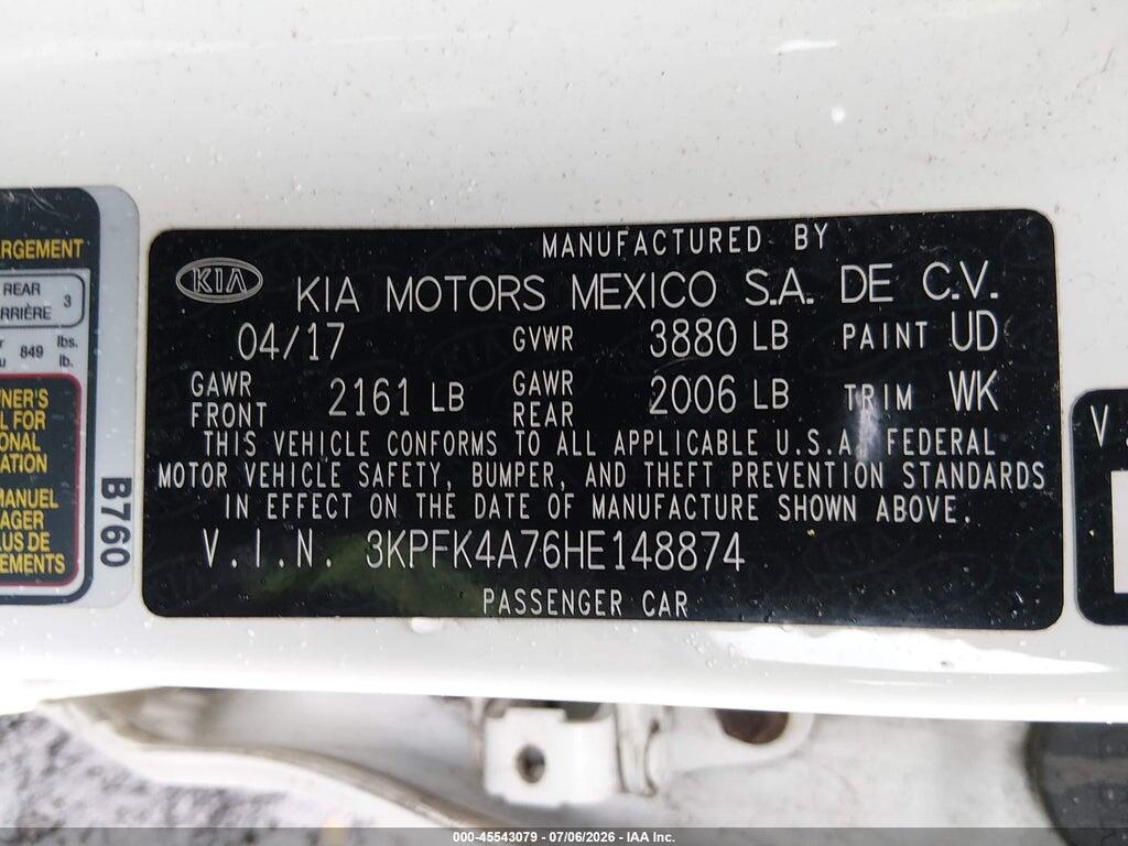 3KPFK4A76HE148874 2017 KIA FORTE photo no. 9