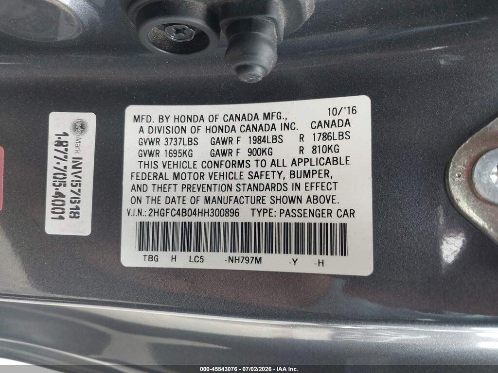 2HGFC4B04HH300896 2017 HONDA CIVIC photo no. 9