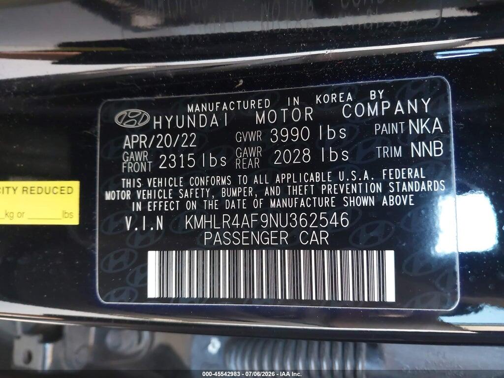 KMHLR4AF9NU362546 2022 HYUNDAI ELANTRA photo no. 9