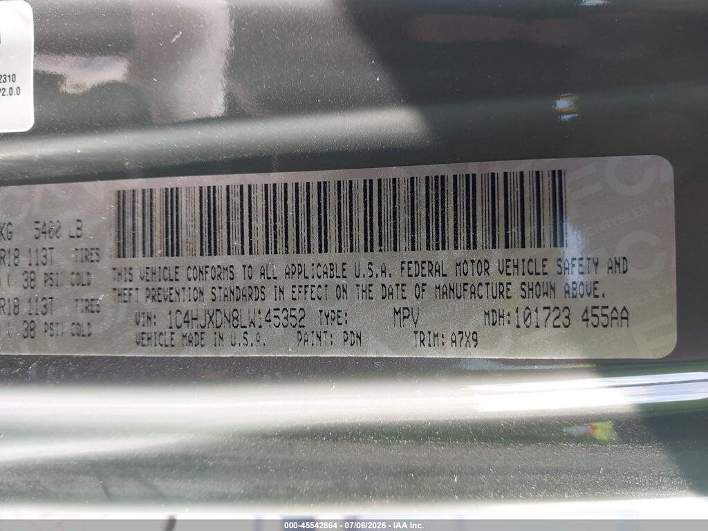 1C4HJXDN8LW145352 2020 JEEP WRANGLER UNLIMITED photo no. 9