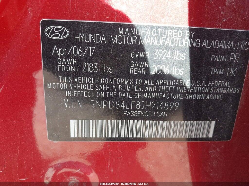 5NPD84LF8JH214899 2018 HYUNDAI ELANTRA photo no. 9