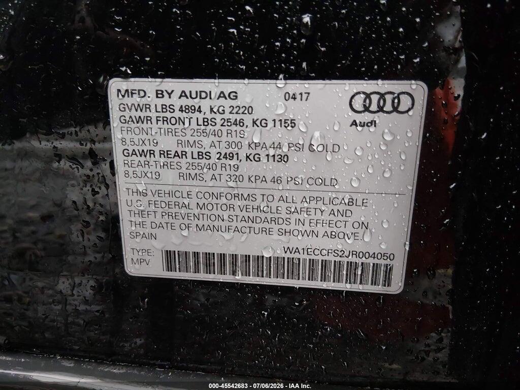 WA1ECCFS2JR004050 2018 AUDI Q3 photo no. 9
