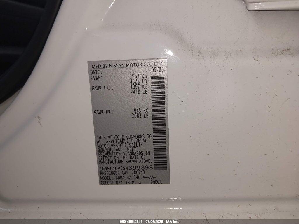 1N4BL4DV5SN399898 2025 NISSAN ALTIMA photo no. 9