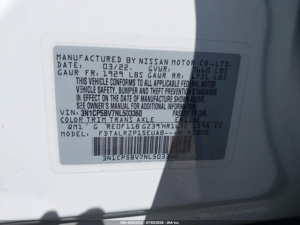 3N1CP5BV7NL503360 2022 NISSAN KICKS photo no. 9