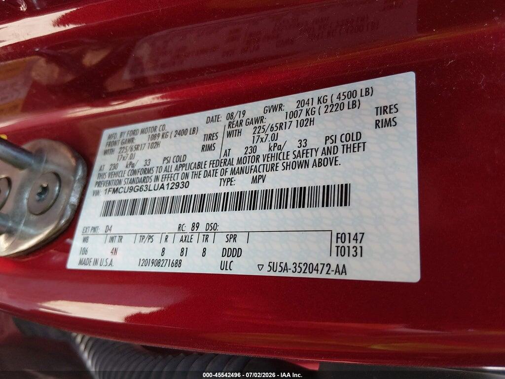 1FMCU9G63LUA12930 2020 FORD ESCAPE photo no. 9