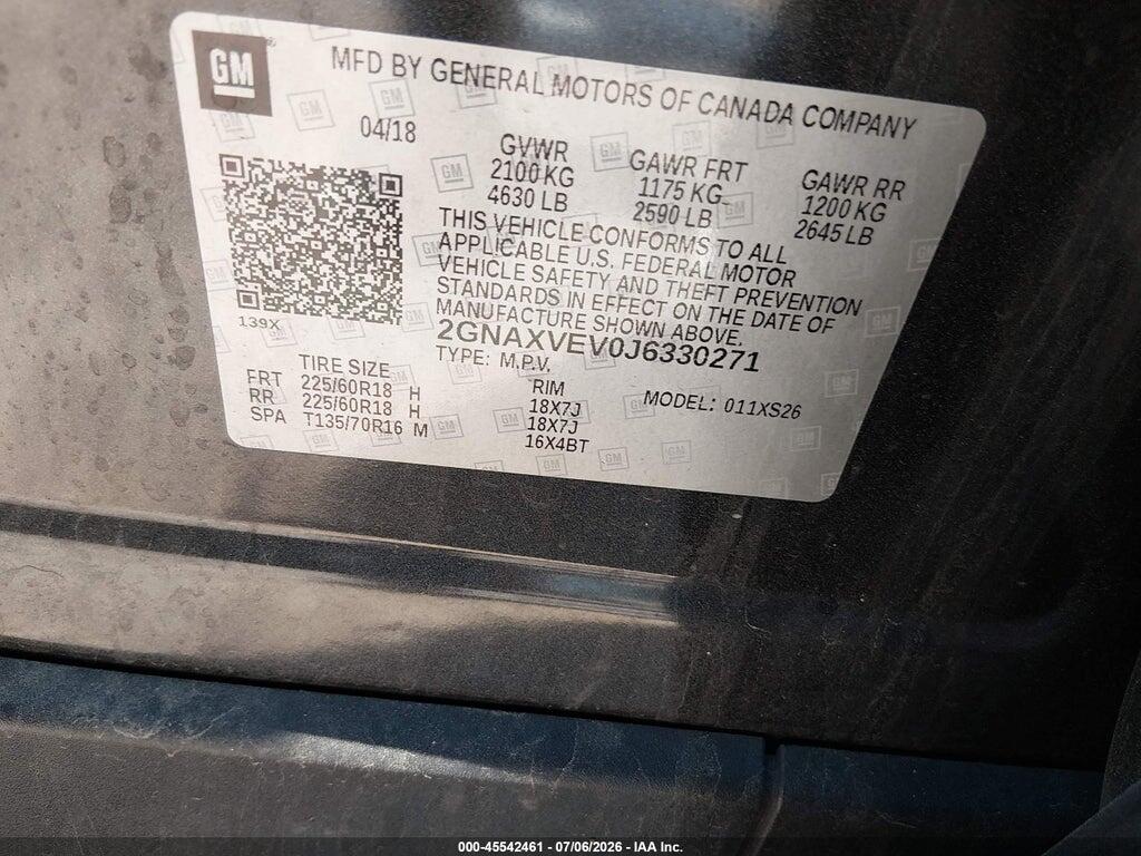 2GNAXVEV0J6330271 2018 CHEVROLET EQUINOX photo no. 9